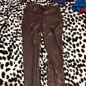 Time and Tru Brown Faux Leather Leggings